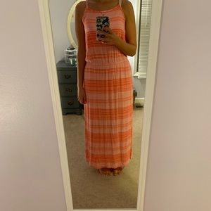 Spaghetti strap peach maxi dress